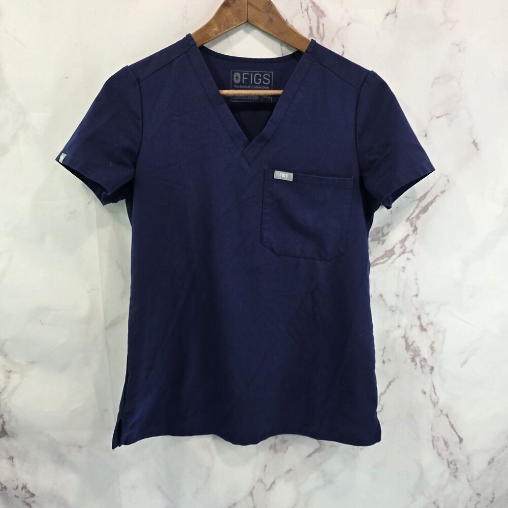 FIGS Top Womens XXS Blue Slim Catarina Navy Short Scrub One Pocket 2688 FW1000 - Picture 1 of 9